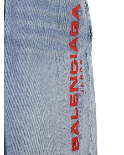 Balenciaga Blue Fleece-Insert Frayed Trousers for men