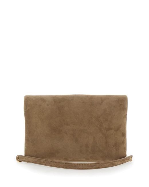 Saint Laurent Brown Ysl Pw Mbag Suede Satin Calf