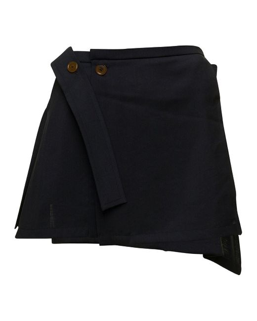 Vivienne Westwood Black 'Meghan' Asymmetric Mini Skirt With Buttons