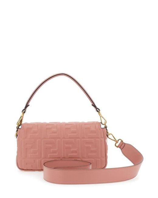 Fendi Pink 'Baguette' Shoulder Bag With Removable Shoulder Strap
