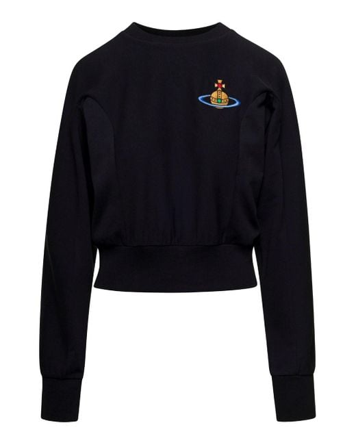 Vivienne Westwood Blue Crewneck Sweatshirt With Embroidered Orb Logo
