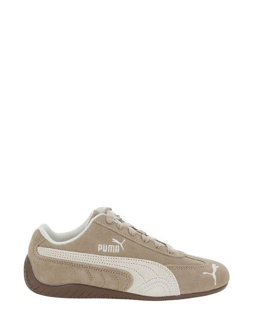 PUMA Natural Suede Sneakers With Logo Print