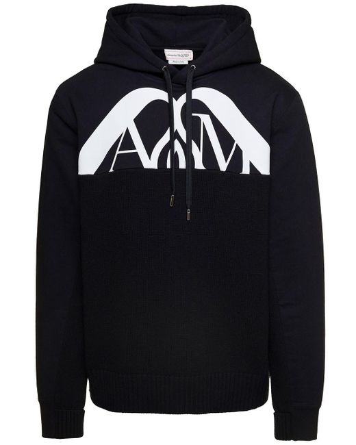 Alexander McQueen Blue Hooded Sweatshirt With Contrasting Orchid Logo for men