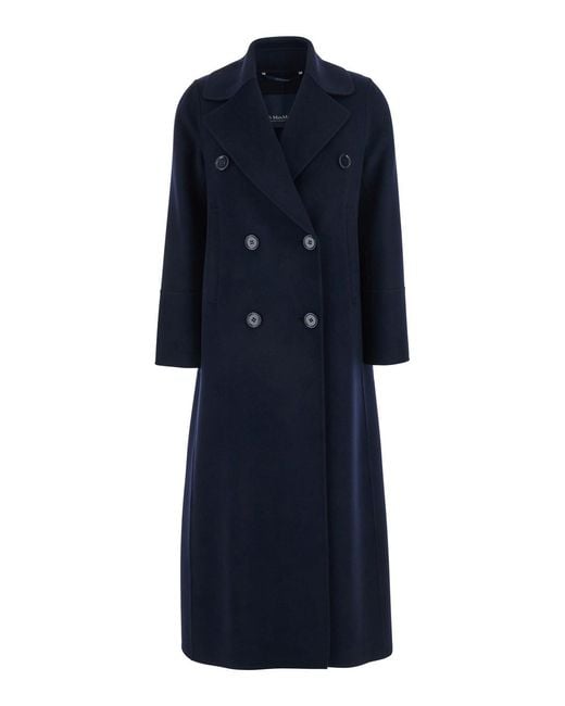 Max Mara Blue 'S Maxmara 'Custodi' Coat With Oversized Classic Lapels And Double-Breasted Closure