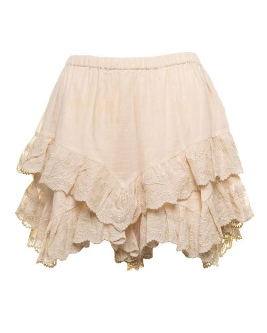 Étoile Isabel Marant Locadi Cotton Embroidered Shorts Woman in Beige ...