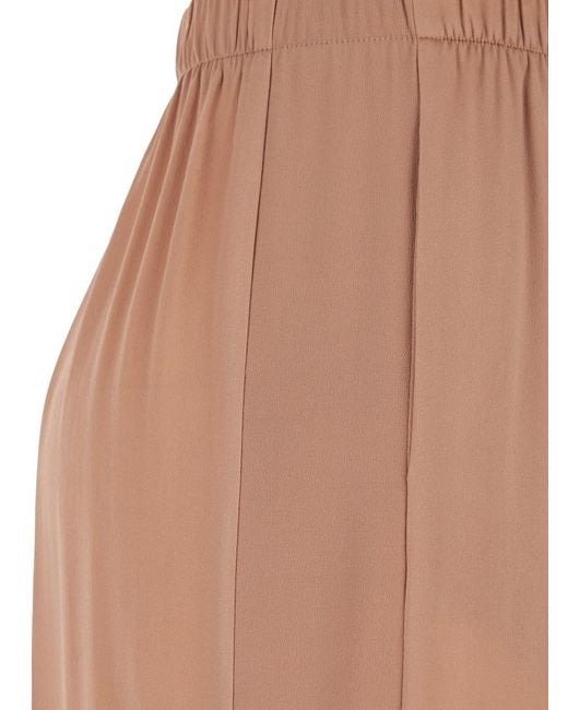 Semicouture Natural Silk Blend Pants With Elastic Waist And Front Pleats