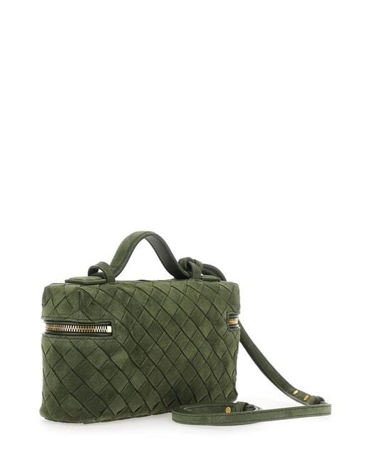 Bottega Veneta Green Bang Bang Intrecciato 15 Glove Suede Cashmere