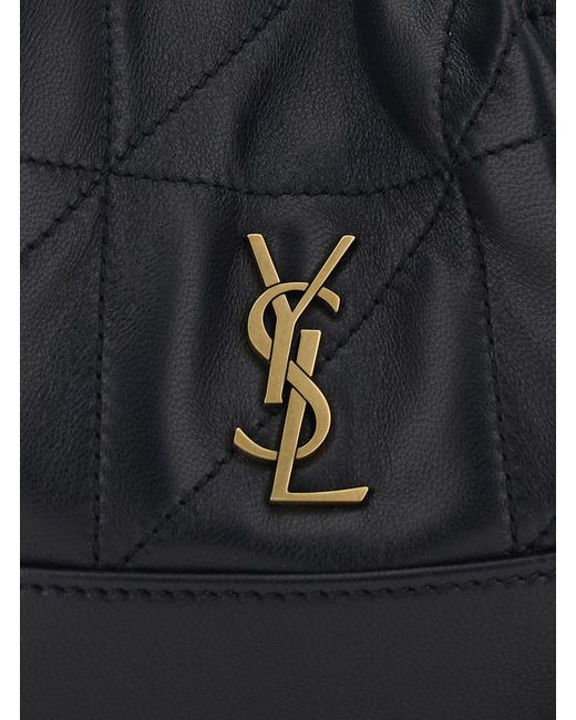 Saint Laurent Black Crossbody Bag With Drawstring Closure And Cassandre Plaque On The Front