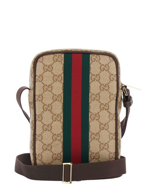 Gucci Brown Crossbody Bag With Web Stripe And Adjustable Strap for men