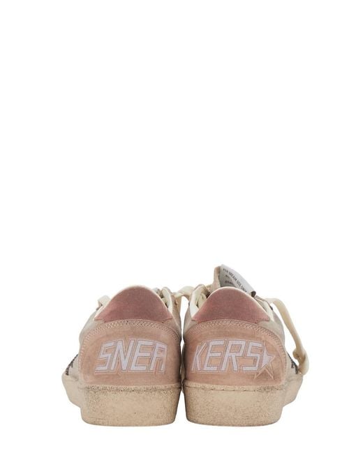 Golden Goose Deluxe Brand Pink Ballstar Shoes With Suede Upper And Glitter Star
