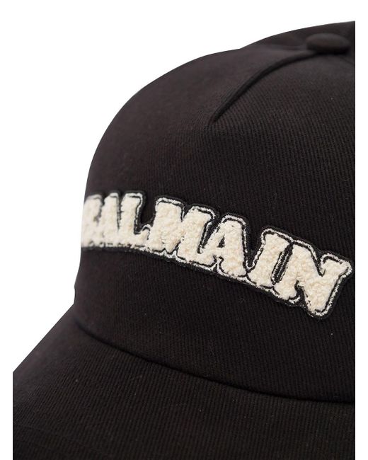Berretto baseball con patch logo di Balmain in Black da Uomo