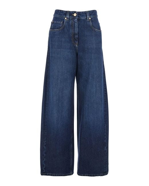 Brunello Cucinelli Blue Jeans With Five-Pocket Design And Patch Logo On The Back
