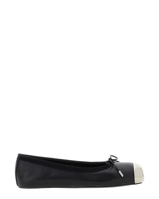 McQueen Black Ballet Flats With Metallic Toe