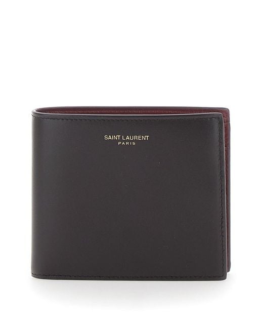 Saint Laurent Black Bi-Fold Wallet With Logo Lettering On The Front An for men