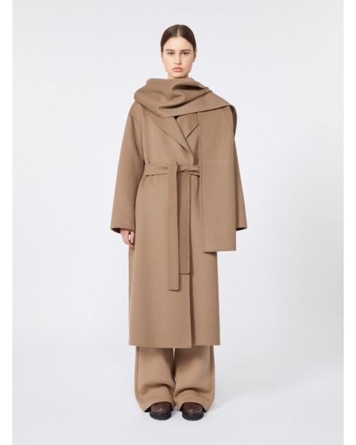 Max Mara Natural 'Cuore' Coat With Wide Revers