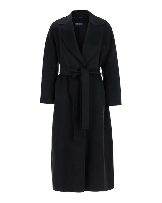 Cappotto 'Elisa' Con Revers Classici E Cintura di Max Mara in Black