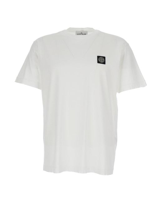 Stone Island White Crew Neck T-Shirt for men