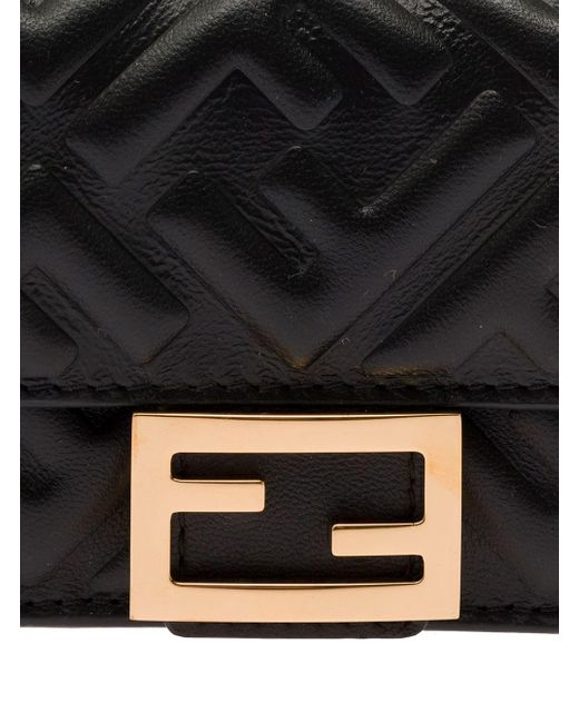 Fendi Black Trifold Quilted Leather Wallet