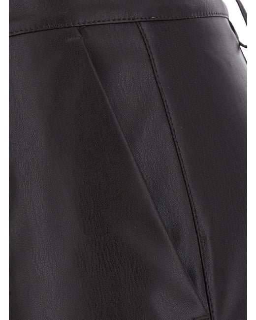 Le Plain Black Ecoleather Pants With Pockets And Ribbed Hems For