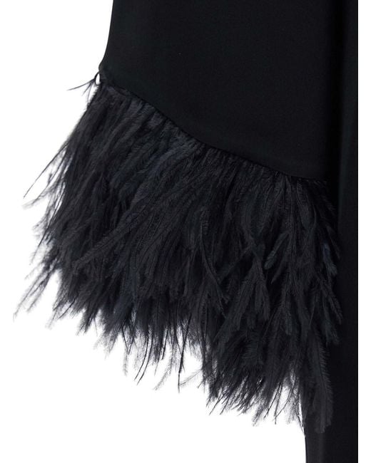 Antonelli Black 'Violetta' Dress With Long Sleeves And Feather Details