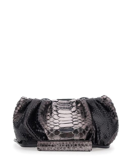 Biaggini Black Pillow Is A Clutch With Python Details For