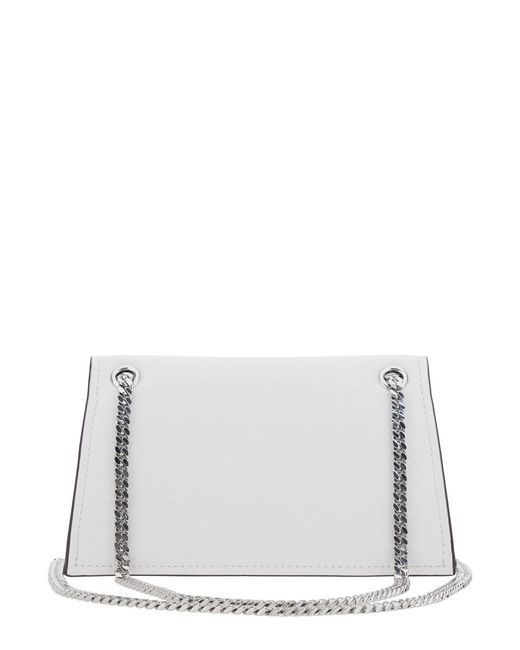 Tory Burch White 'Kira' Shoulder Bag With Chain Strap And Metallic Logo On The Front