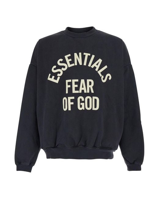 Fear Of God Blue 'Campus 90's Crewneck Sweatshirt Essentials' With Round Neck And Long Sleeves for men