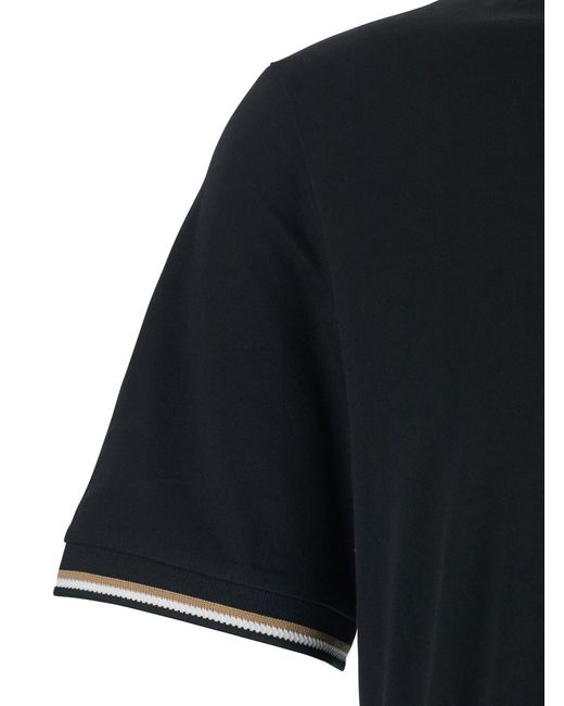 Boss Black Crew Neck T-Shirt With Contrasting Details On The Slee for men