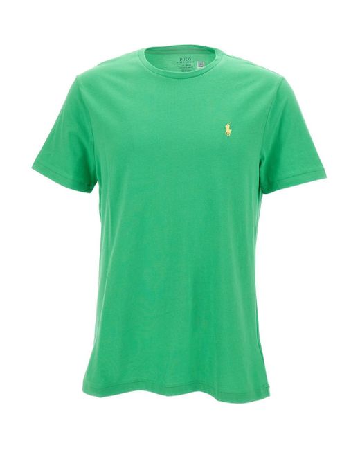 Polo Ralph Lauren Green Crewneck T-Shirt With Pony Embroidery for men