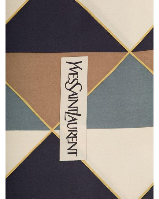 Saint Laurent Multicolor Geometric-print Silk Scarf