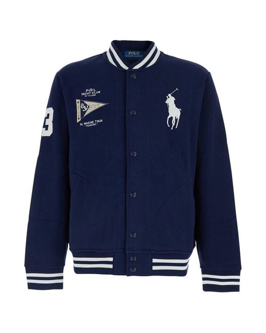 Polo Ralph Lauren Blue Varsity Jacket for men