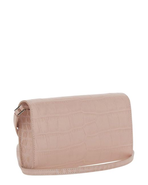 Versace Pink 'Medusa '95' Shoulder Bag Crocodile Effect