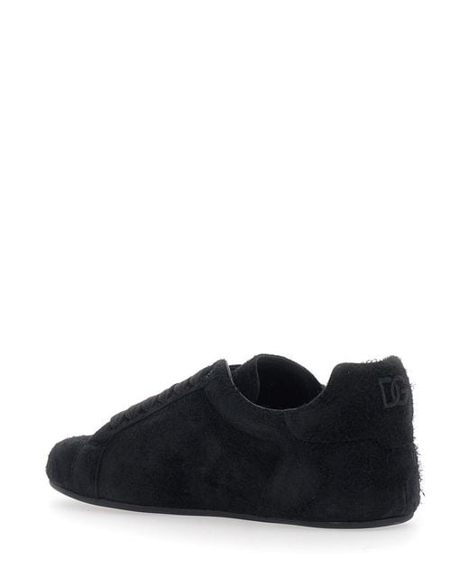 Dolce & Gabbana Black 'Portofino' Sneakers With Logo Patch On The Side for men
