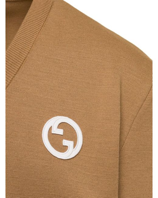 Maglione Con Incrocio Gg E Scollo A V di Gucci in Brown da Uomo
