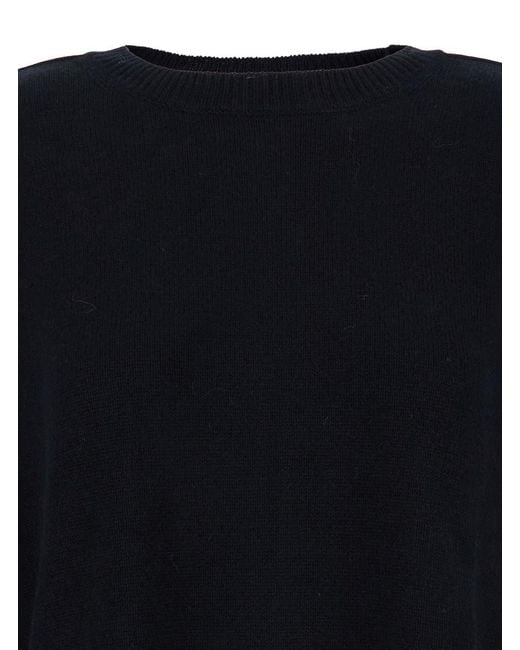 P.A.R.O.S.H. Black Relaxed Fit Knit Sweater With High Low Hem