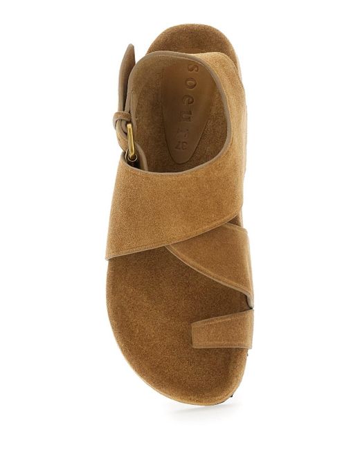 Soeur Brown 'Domani' Sandals With Rear Buckle Closure And Criss-Crosse