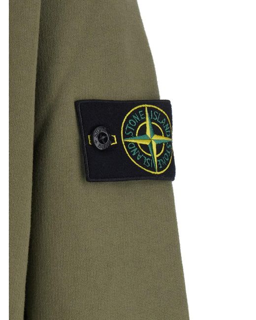 Felpa Girocollo Con Patch Logo Sulla Manica di Stone Island in Green da Uomo