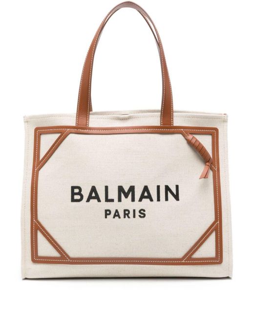 Balmain Natural 'B-Army' Shopper Bag With Logo