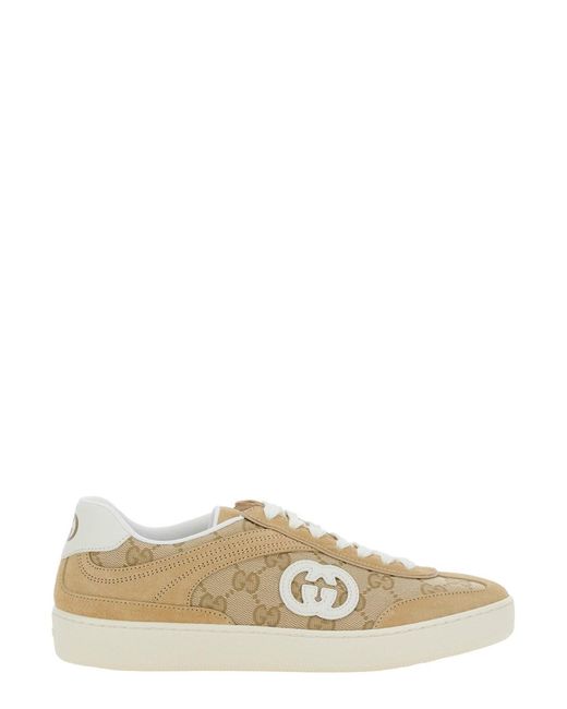 Sneaker 'G75' Con Motivo Gg All-Over E Logo Laterale di Gucci in White