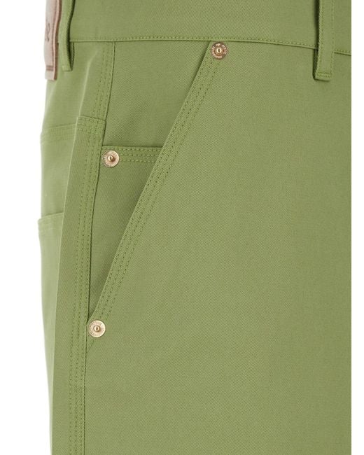Drole de Monsieur Green Bermuda With Belt Loops And Logo Patch On The Back I for men
