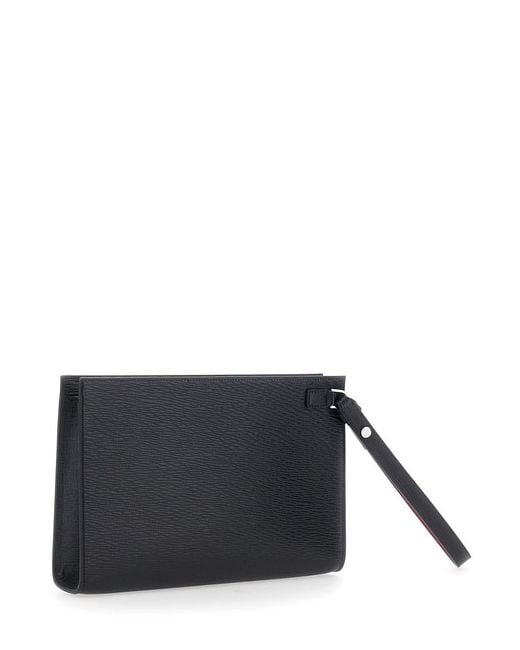 Ferragamo Black 'Revival' Clutch With Wrist Strap And Gancini On The F for men