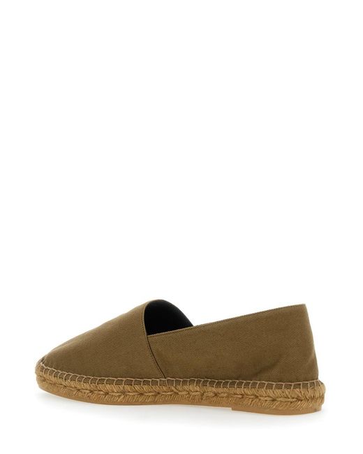 Saint Laurent Green Espadrilles With Tonal Cassandre Embroidery On The Side And Almond Toe for men
