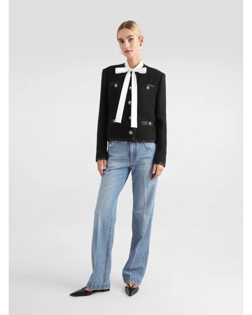 Jeans A Cinque Tasche Con Patch Logo Metallico Sul Ret di Dolce & Gabbana in Blue
