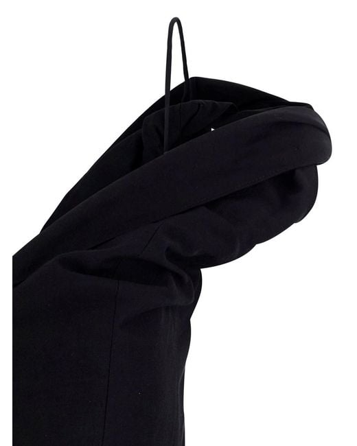Rohe Black Dress With Sweetheart Neckline And Asymmetric Straps