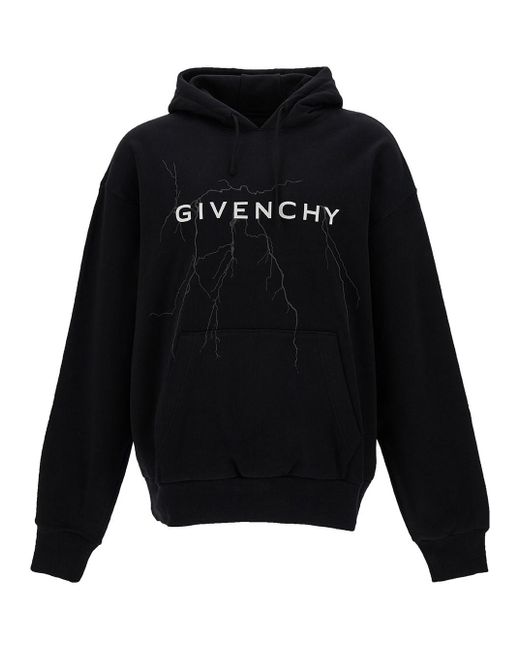 Givenchy Black Hoodie With Logo And Lighting Motif for men
