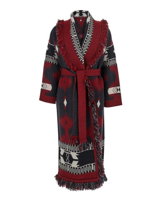 Cardigan Con Scollo A Scialle E Cintura di Alanui in Red
