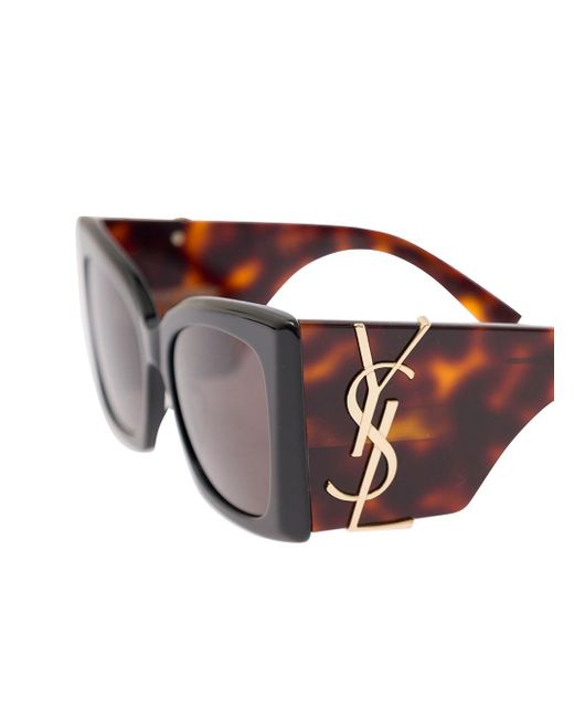 Saint Laurent Brown 'Sl M119 Blaze' Tortoiseshell Sunglasses With Cassandre