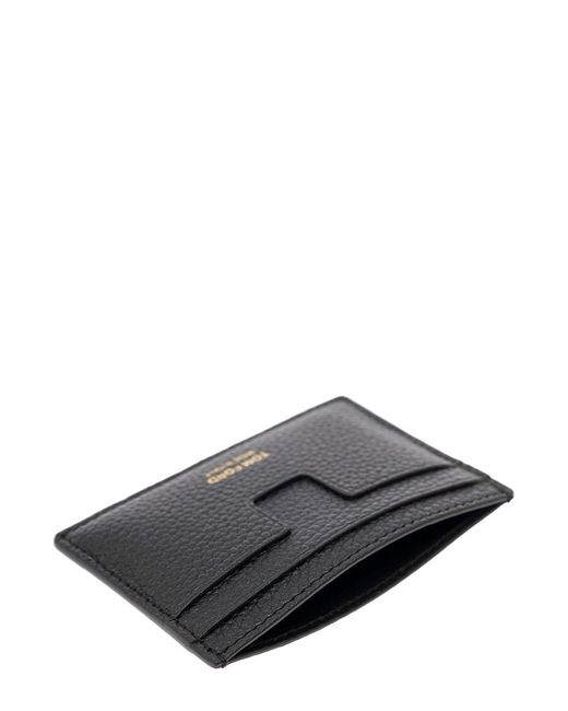 Tom Ford Black T Line Leather Credit Card Case for men