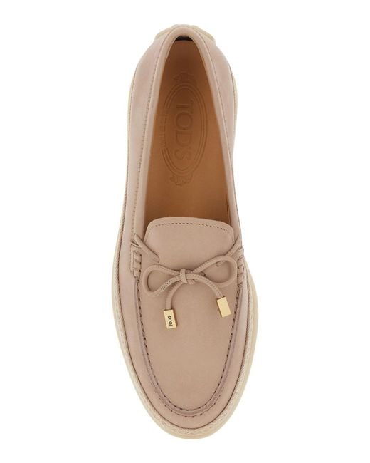 Tod's Brown Loafers With Bow Detail And Rope Tirm