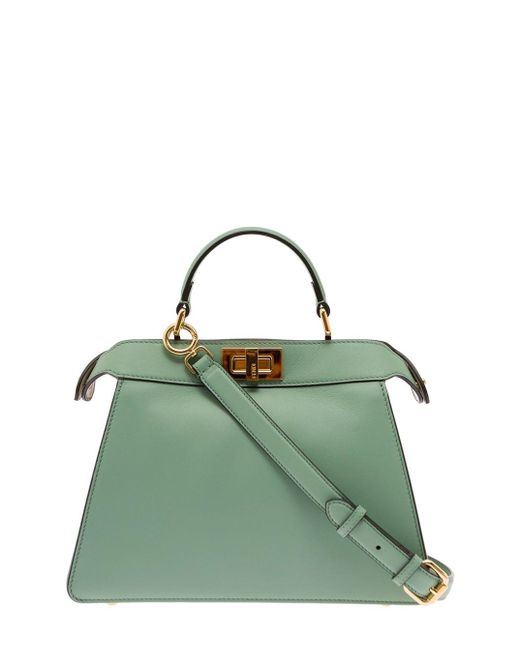 Fendi Green 'peekaboo Iseeu Medium' Light Handbag With Shoulder Strap In Leather Woman